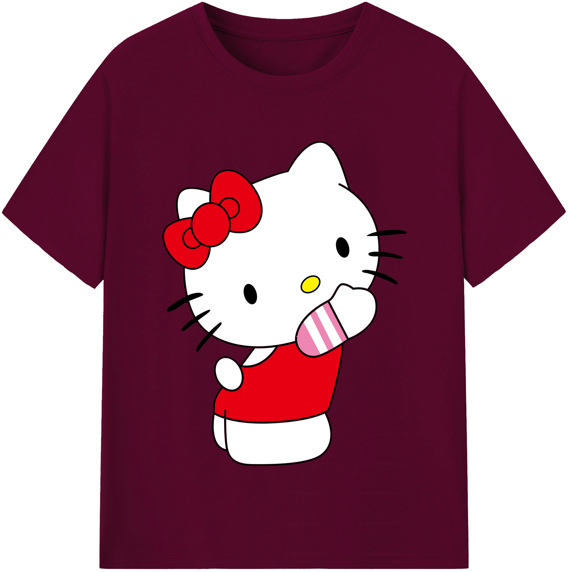 （画像用） Hello Kitty ハローキティ レディースカジュアルプリントTシャツ（綿100％）